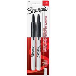 Sharpie - Retractable Permanent Markers, Fine Tip, 2/Pack - Black