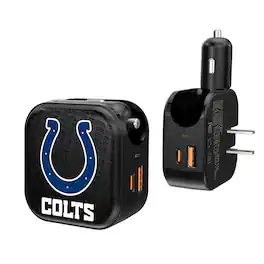 Keyscaper - Indianapolis Colts Team Logo Dual Port USB Car & Home Charger - Multicolor