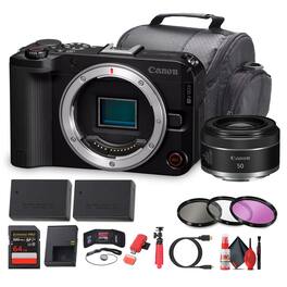 EOS R50 V Mirrorless Camera Body (6895C002) + Canon RF 50mm f/1.8 Lens + More (International Version)