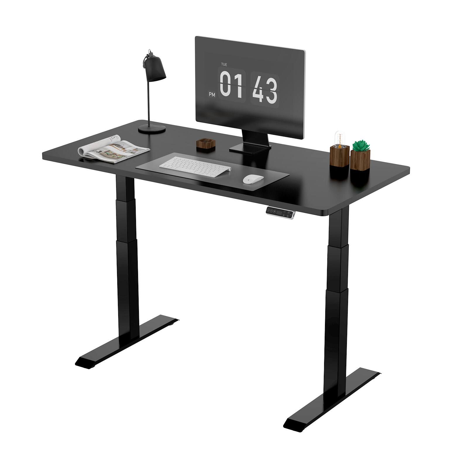 Back. FlexiSpot - FlexiSpot E7 55''W Electric Adjustable Standing Desk Chipboard, Black/Black - Black.