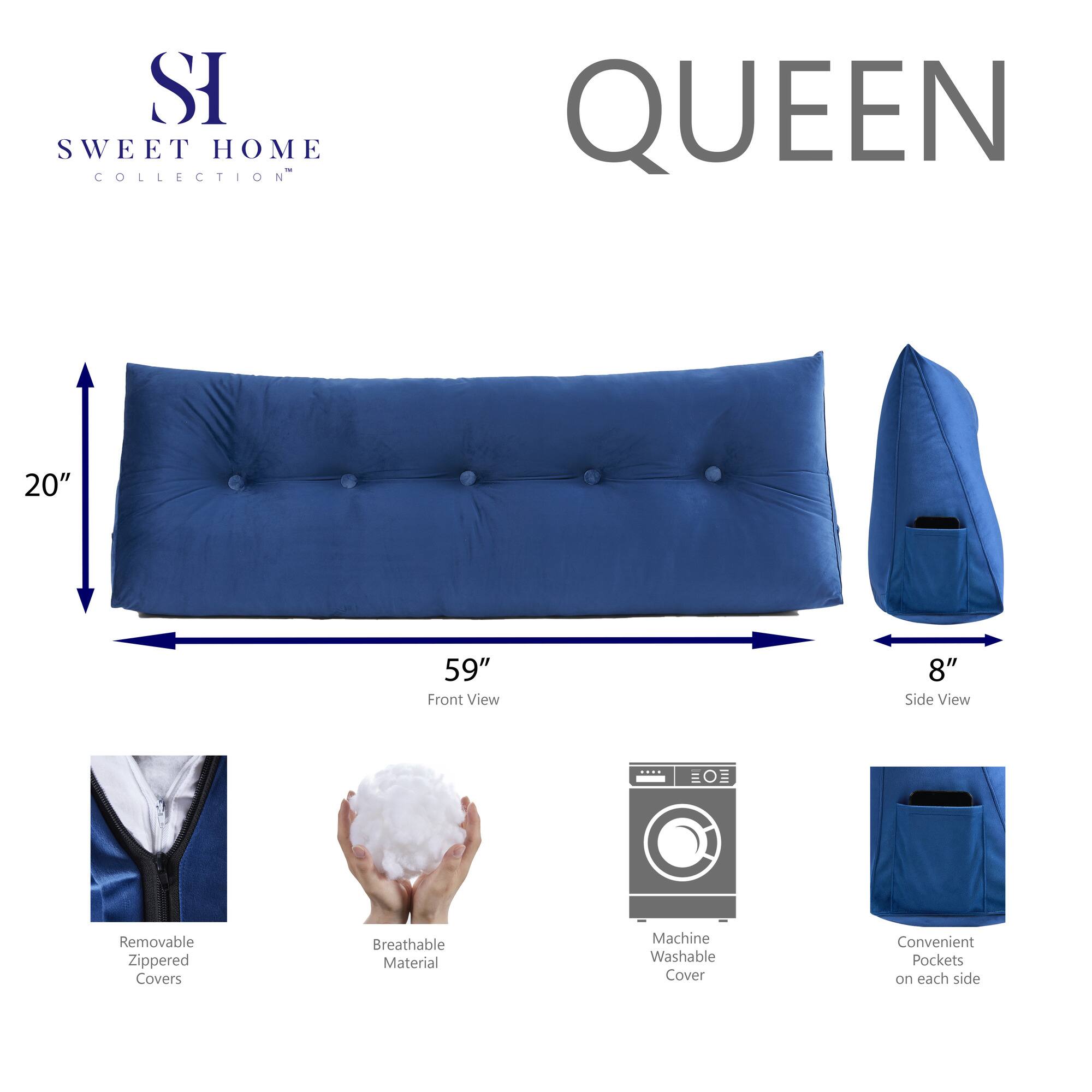 SWEET HOME COLLECTION QUEEN  
20" 59" Front View 8" Side View  
EO Removable Zippered Covers  
Breathable Material  
Machine Washable Cover  
Convenient Pockets on each side