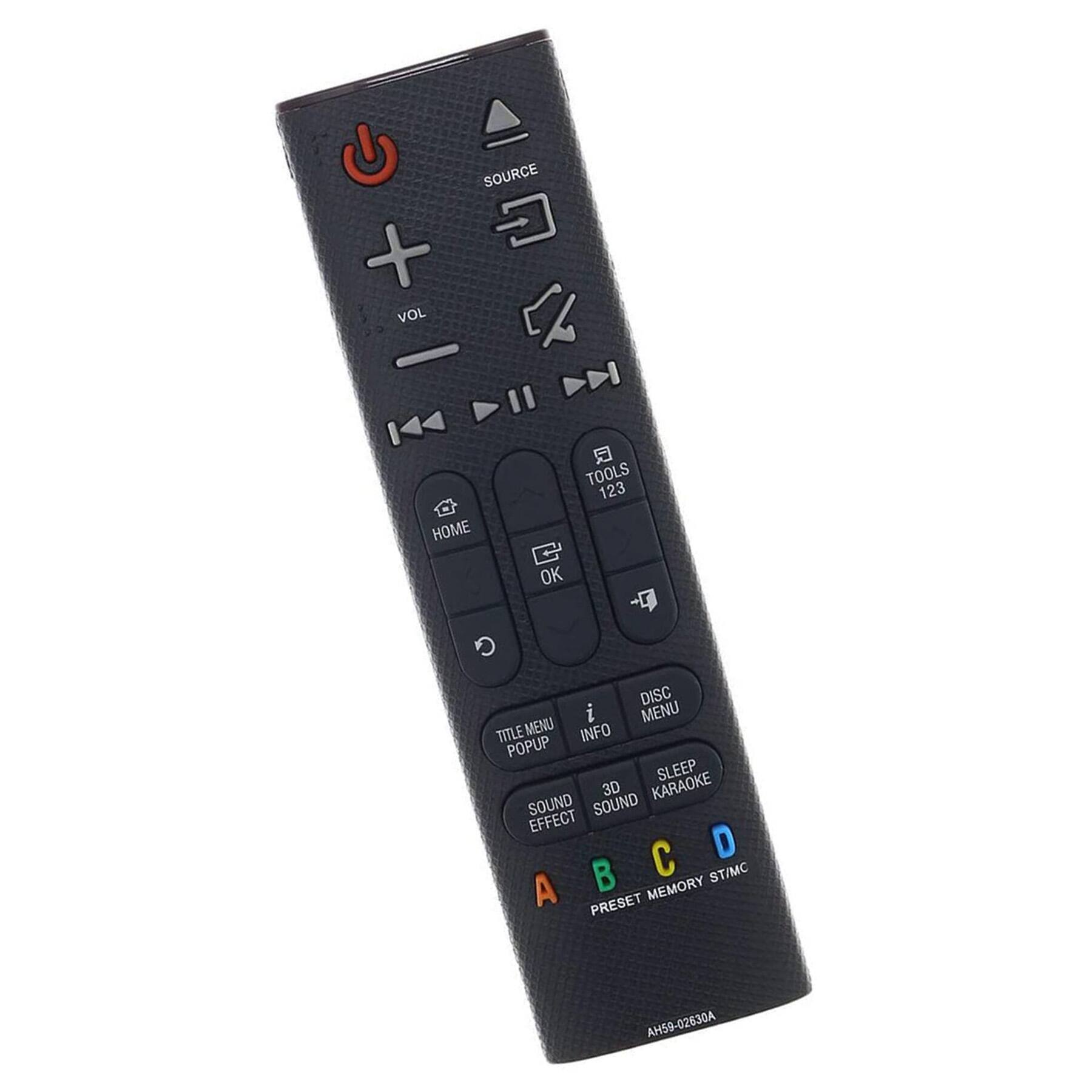 SOURCE VOL HOME TOOLS 123 OK F DISC i MENU TITLE MENU INFO POPUP SLEEP 3D KARAOKE SOUND SOUND EFFECT A B C D PRESET MEMORY ST/MC AH59-02630A