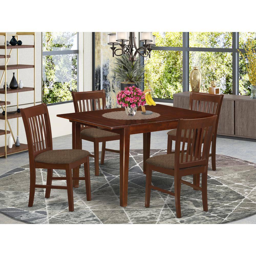 Left. East West Furniture - MLNO5-MAH-C 5 Pc Kitchen nook Dining set-small Dining Tables and 4 Dining Chairs - Mahogany.