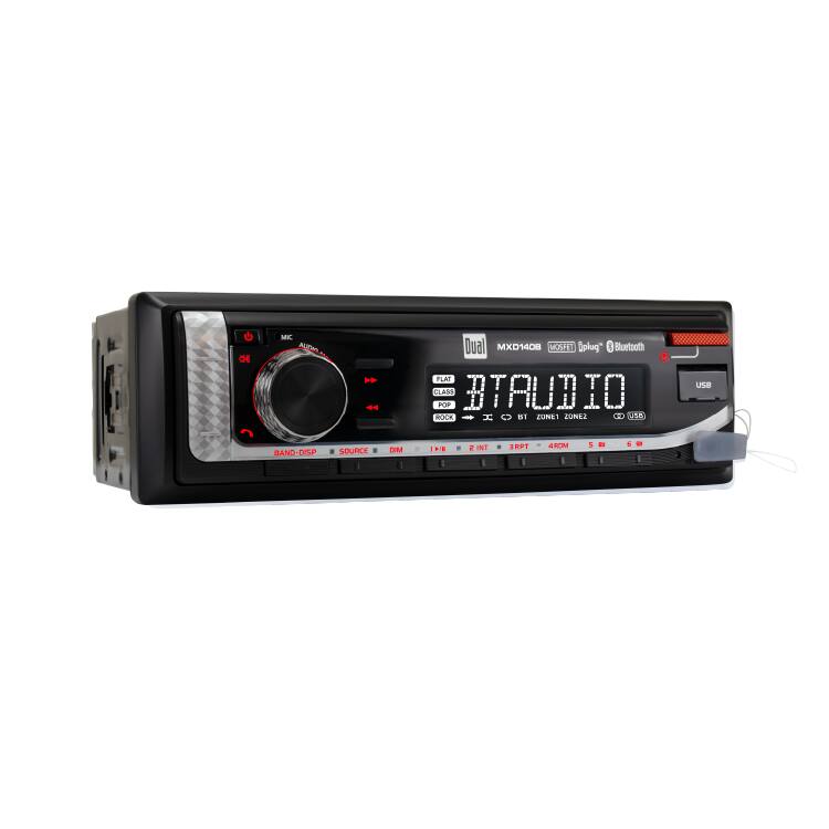 Dual - Marine Stereo Receiver | Single DIN Bluetooth AM/FM | Sunlight-Readable LCD | Weatherproof | USB 2.1A - Black