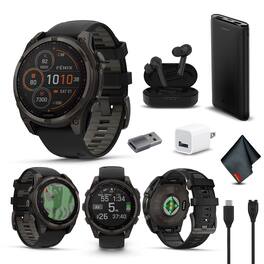 Garmin - fenix 8 47mm Solar Sapphire Carbon Gray DLC Titanium with Black Gray Silicone - Black - (2024)