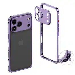 UUCOVER - Slim Metal Bumper Case for Apple iPhone 17 Pro with Metal Lens Cover, Backless Heat Dissipation Shockproof Rugged Frame - Purple