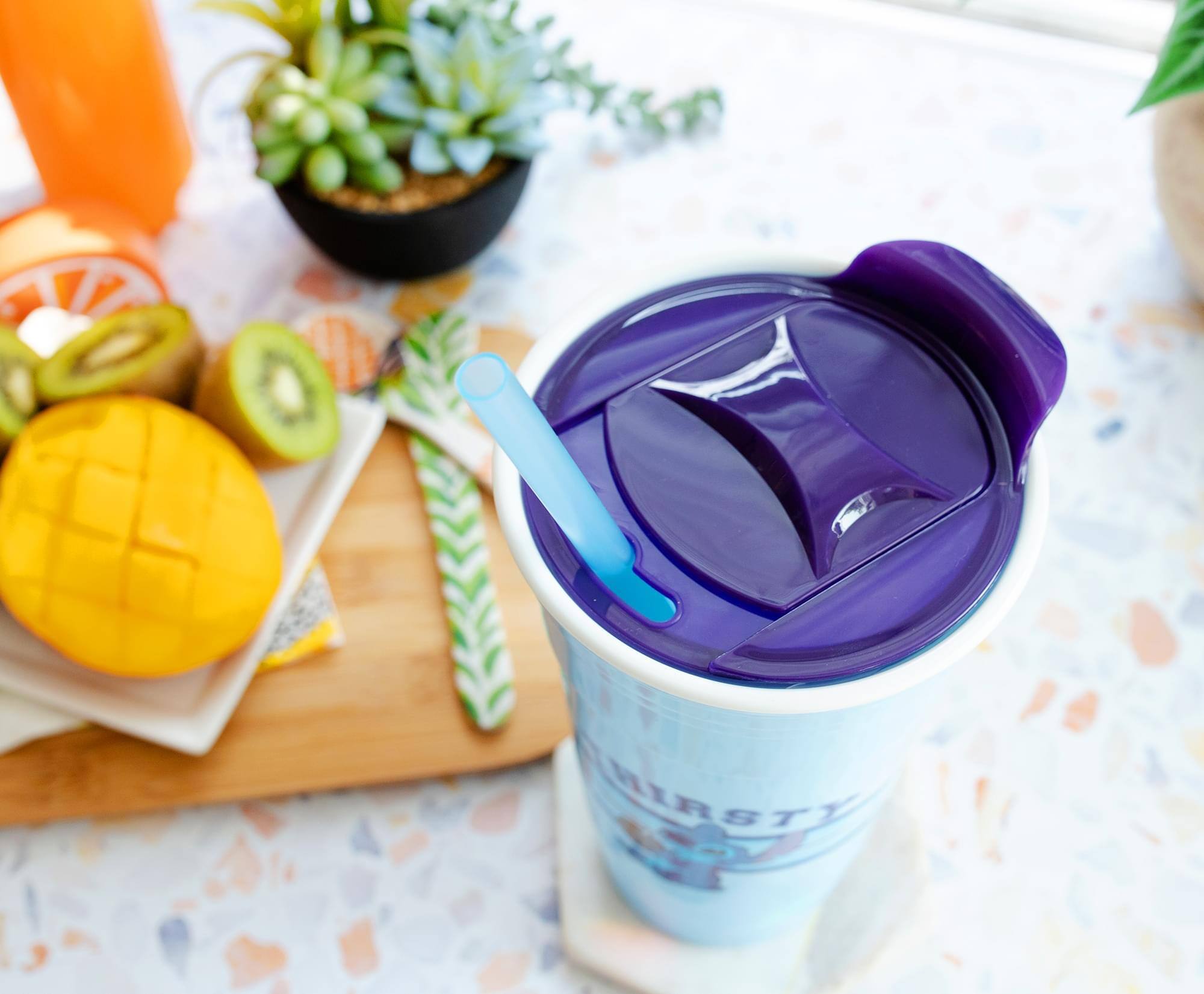 Alt View 2. Silver Buffalo - Disney Lilo & Stitch "Thirsty" Tumbler With Lid and Straw | Holds 32 Ounces - Blue.