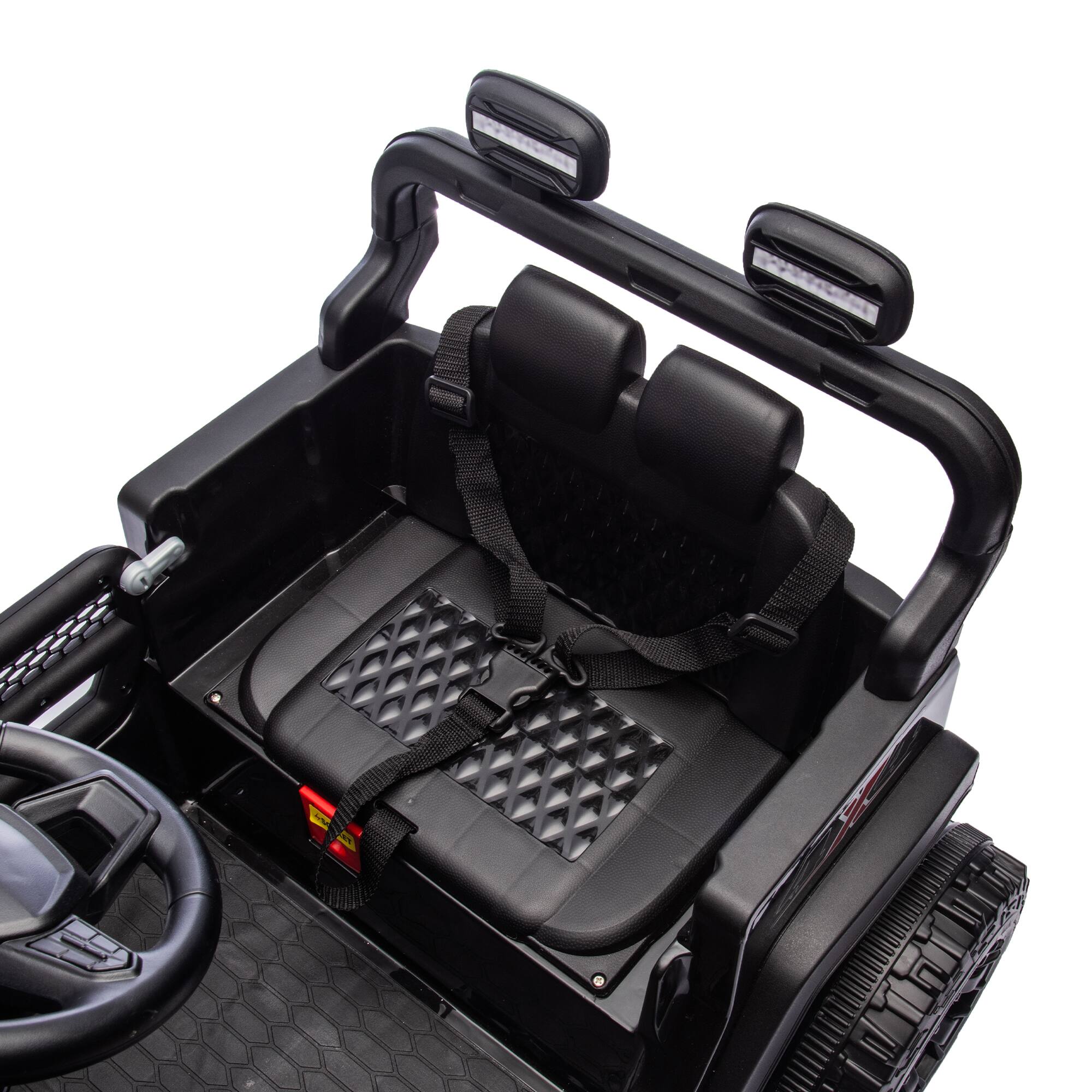 Left. Aukfa - 24V Kids Ride On Car - Parent Remote Control, 2WD, Bluetooth, LED Headlight, 1.86-3.11 MPH for Age 3+ - Black.