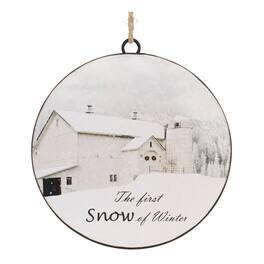 BreeBe - Metal First Snow Disc Ornament (Set of 12) - White