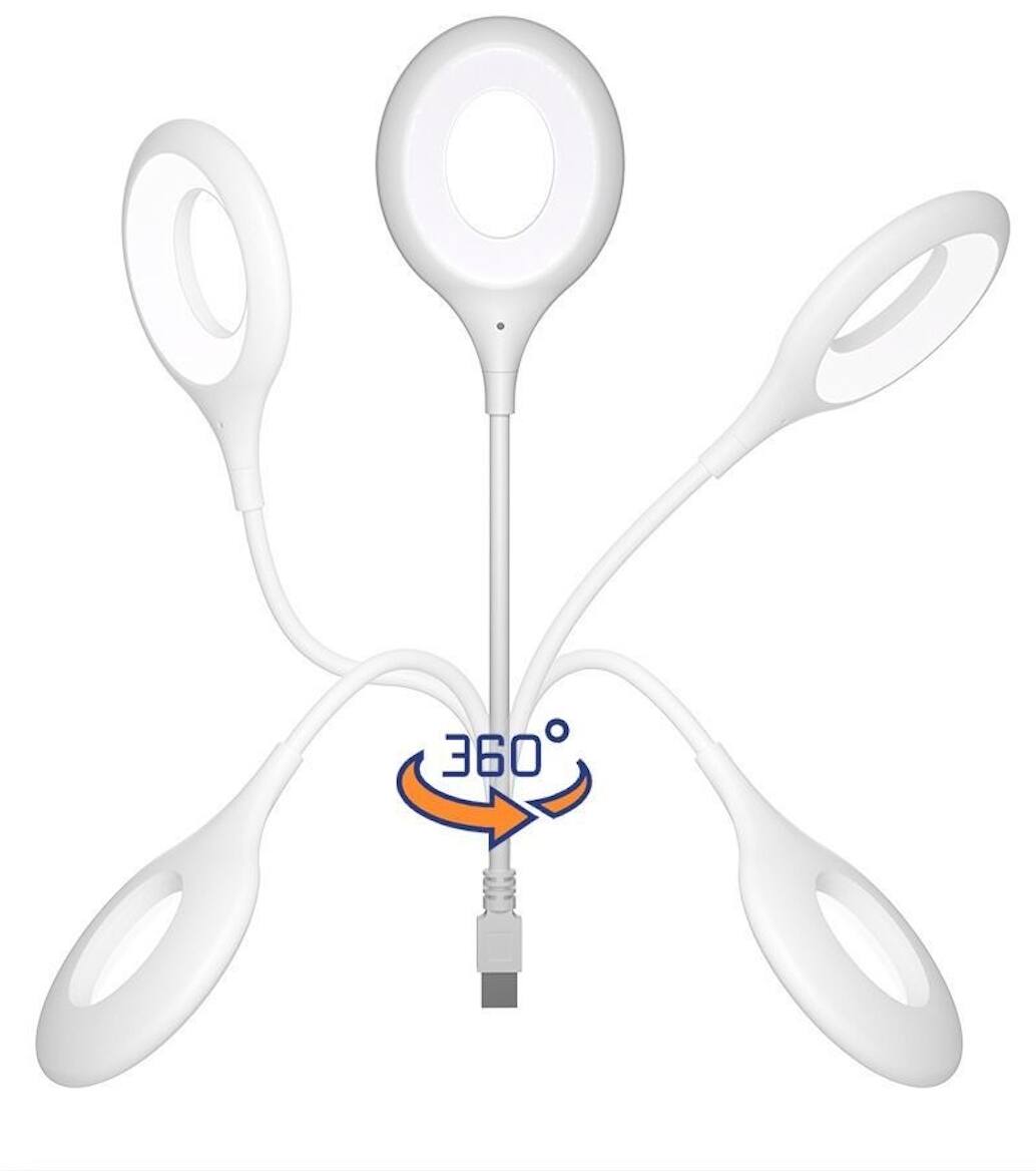 Alt View 1. Cluzine - USB Voice Control LED Desk Lamp, 360° Flexible Neck, Dimmable, Energy Saving, No Bluetooth/WiFi Needed.