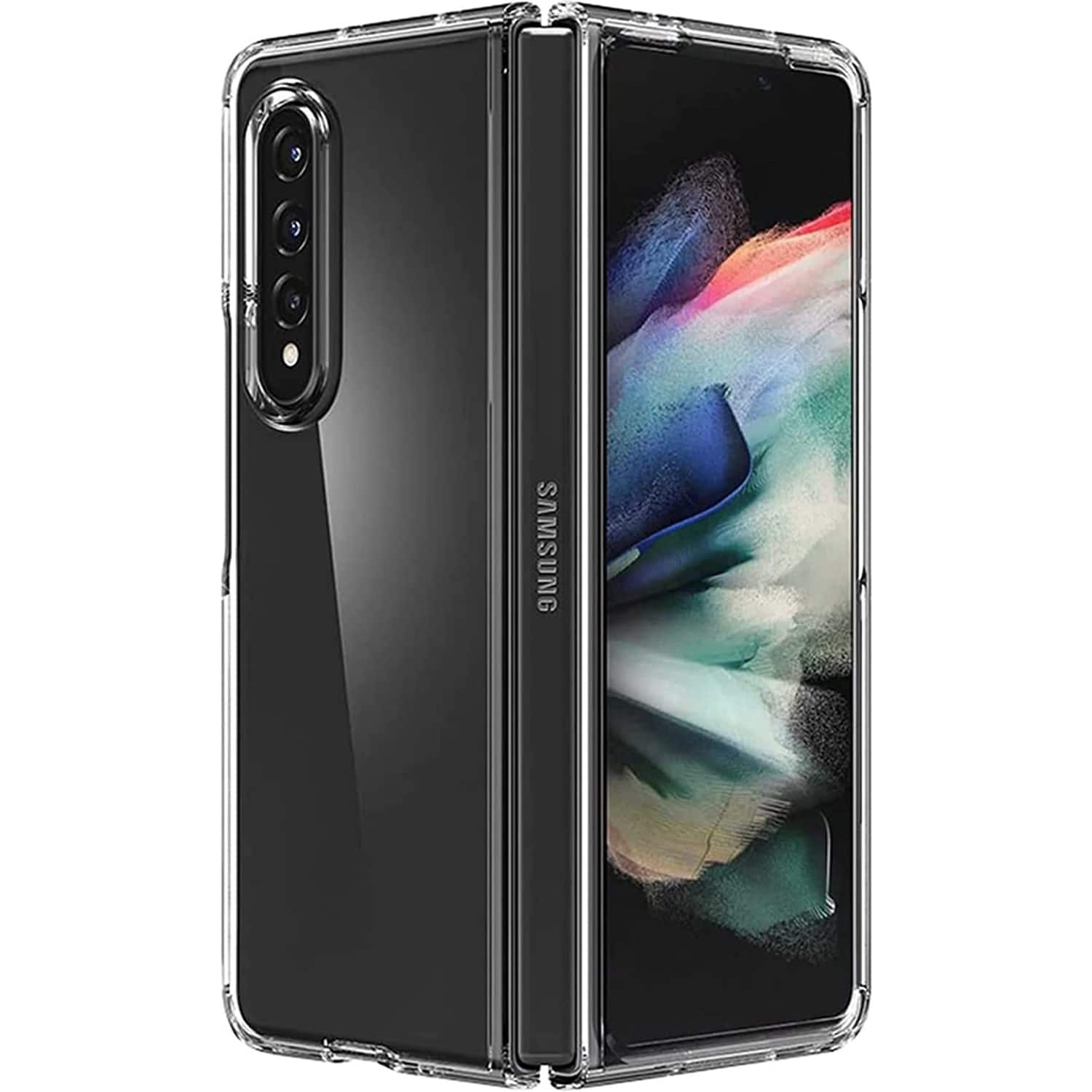 Front. SaharaCase - Hybrid-Flex Hard Shell Case for Samsung Galaxy Z Fold4 - Clear.