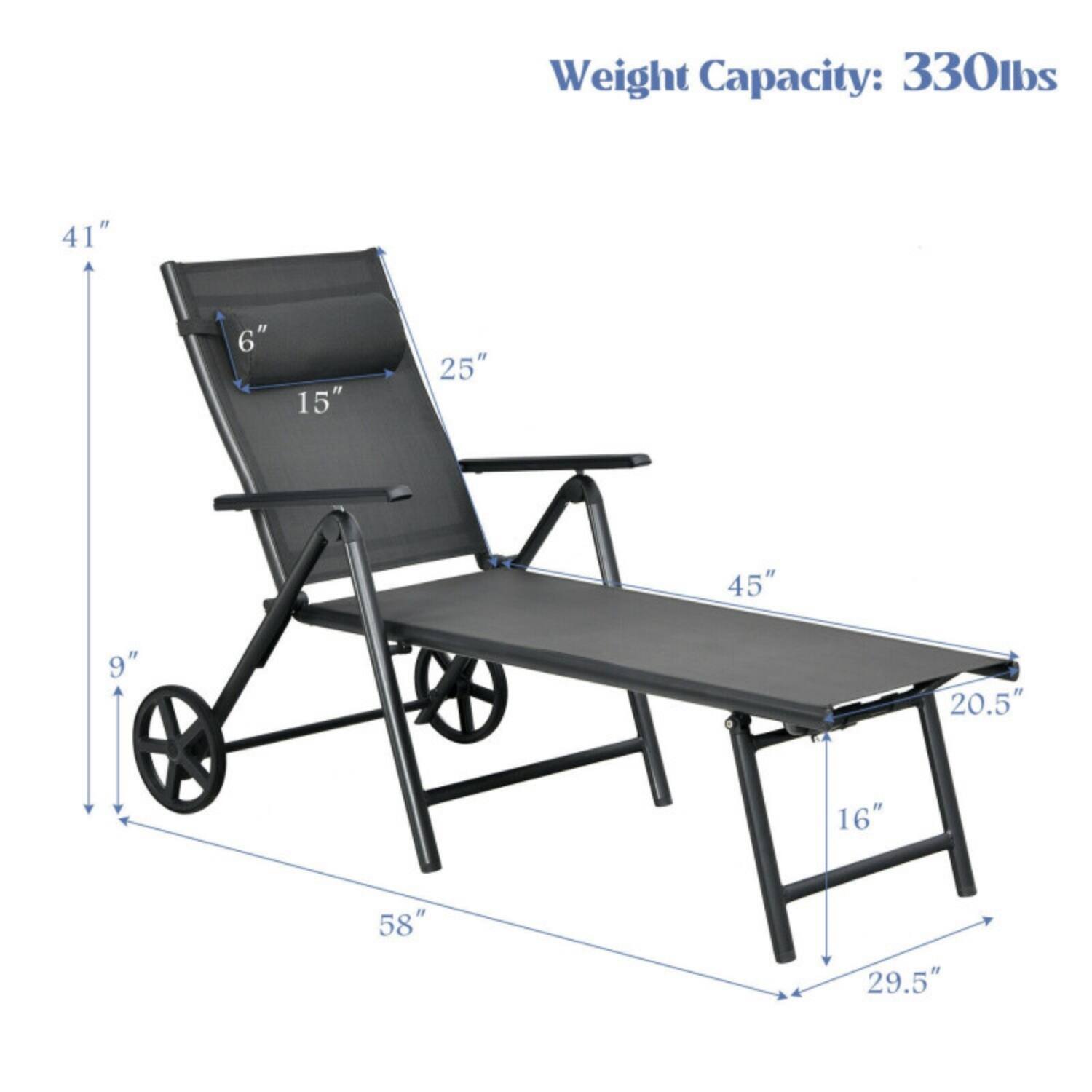 Weight Capacity: 330lbs  
41"  
6"  
15"  
25"  
45"  
9"  
20.5"  
16"  
58"  
29.5"