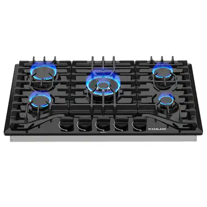 Front. GASLAND - 30 inches Gas Cooktop with 5-Burners - Black Enamel.