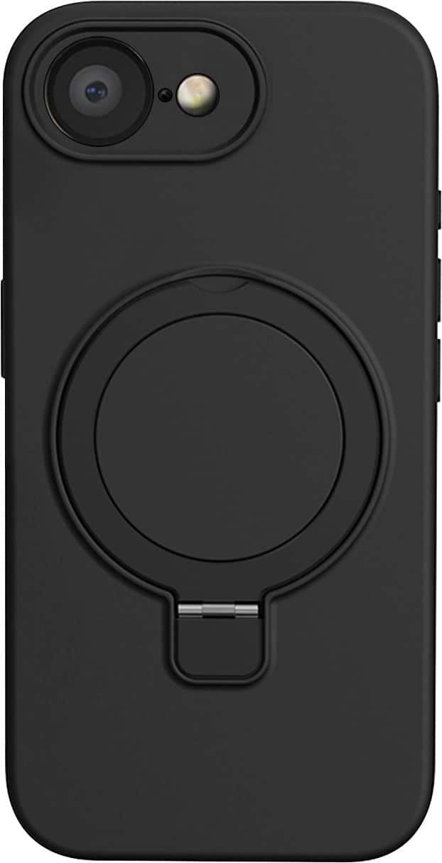 Front. SaharaCase - Venture Series Silicone Kickstand Case for Apple iPhone 16e - Scorpion Black.