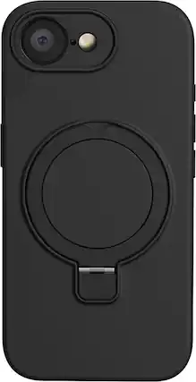 Front. SaharaCase - Venture Series Silicone Kickstand Case for Apple iPhone 16e - Scorpion Black.