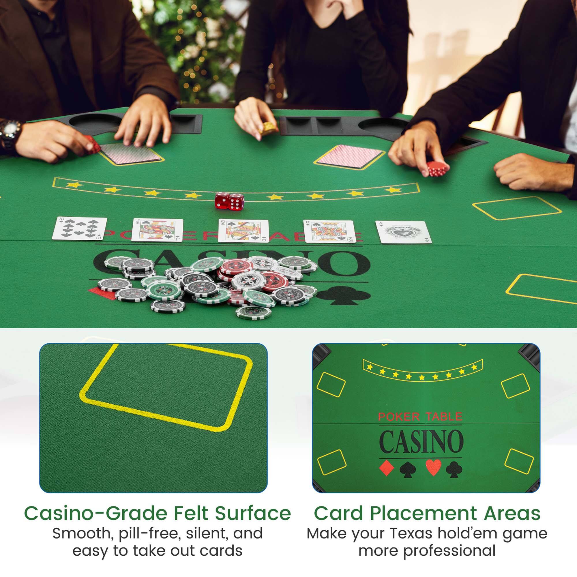 12. Casino-Grade Felt Surface
Card Placement Areas
Smooth, pill-free, silent, and easy to take out cards
Make your Texas hold'em game more professional