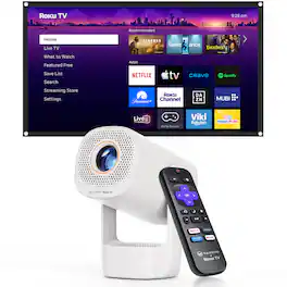 Vankyo - Leisure 3R Air Smart Projector with Built-in Roku TV - White