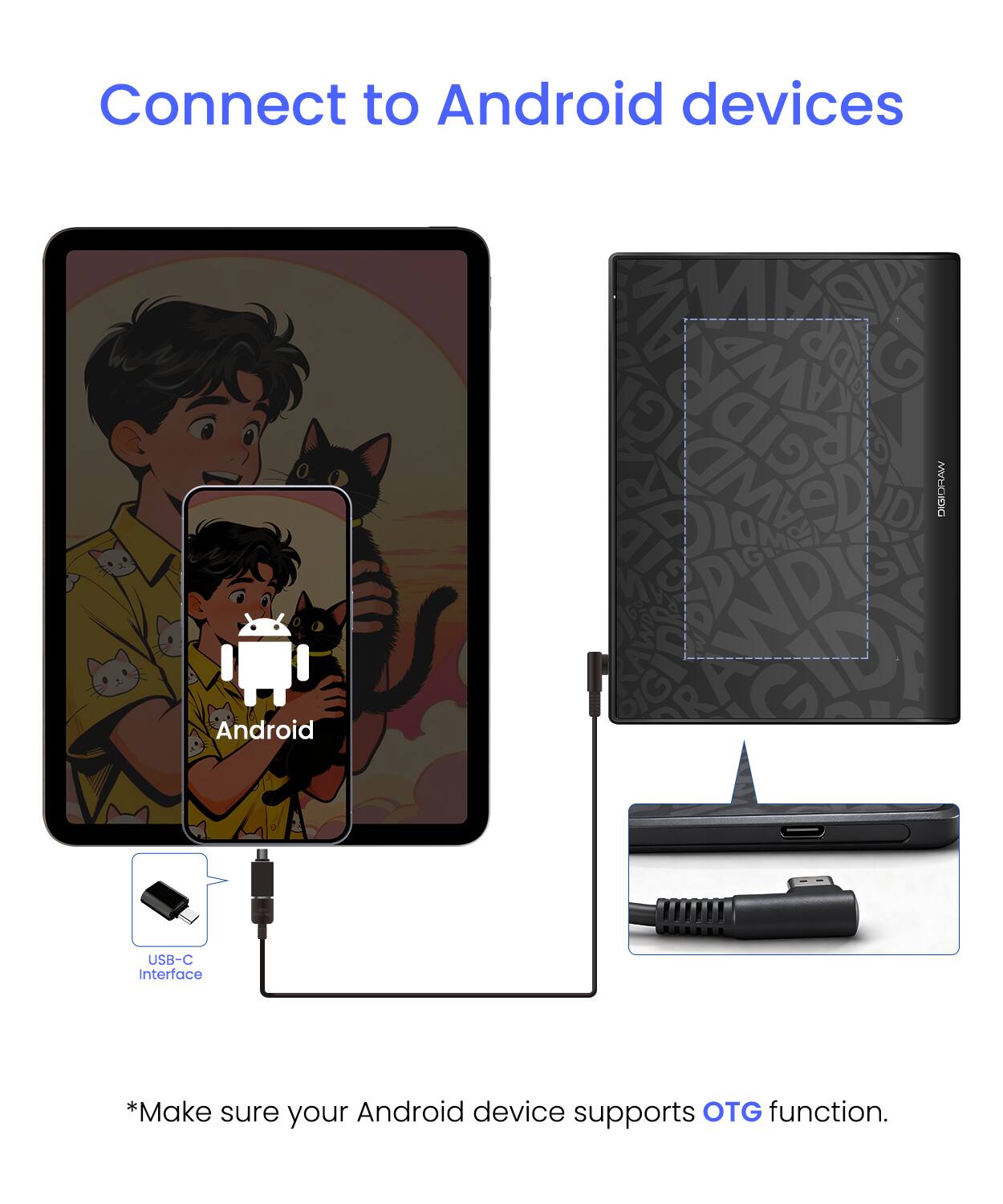 Connect to Android devices

*Make sure your Android device supports OTG function.
