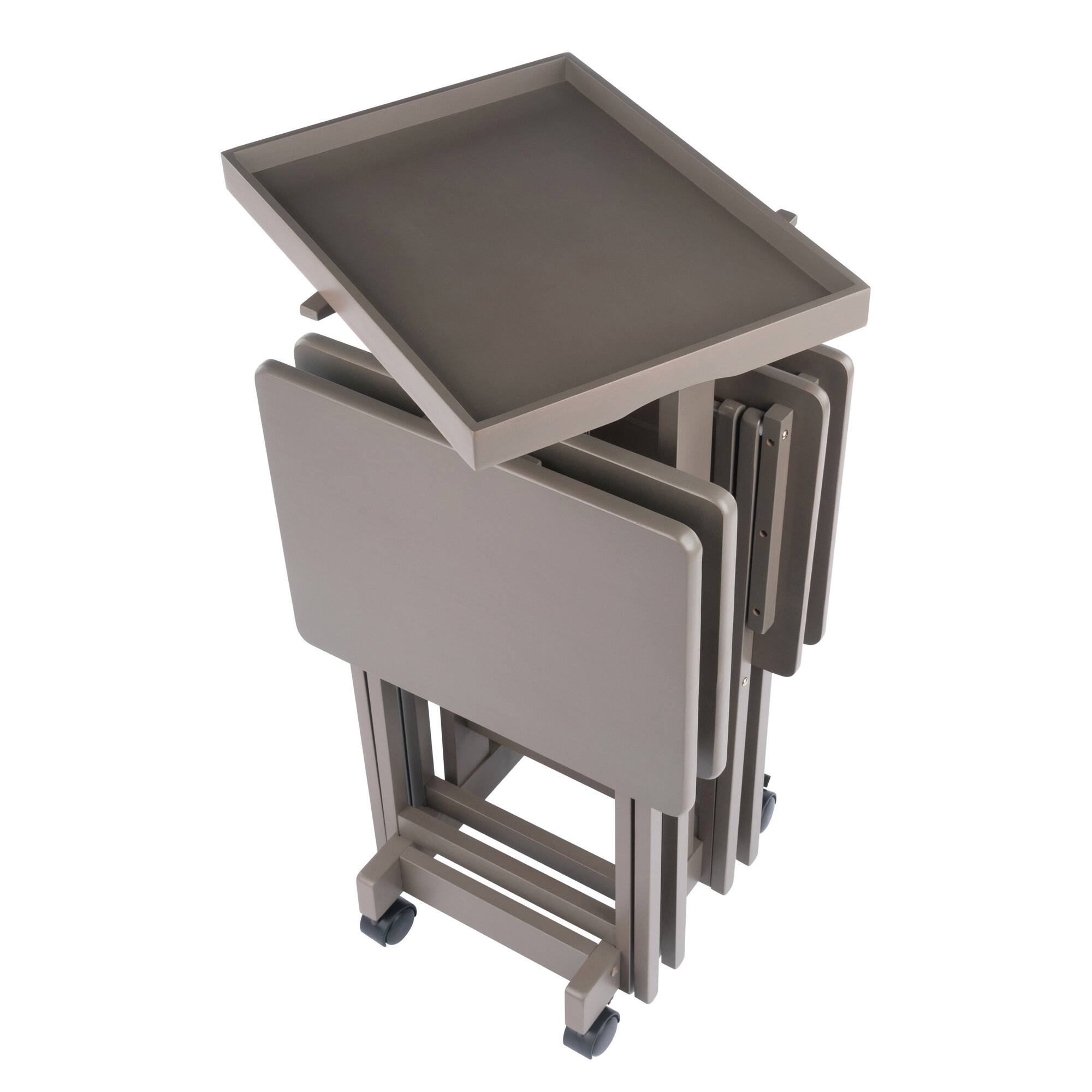 Alt View 7. Winsome Wood - Isabelle 6-Pc Snack Table Set with Removable Serving Tray - Oyster Gray.