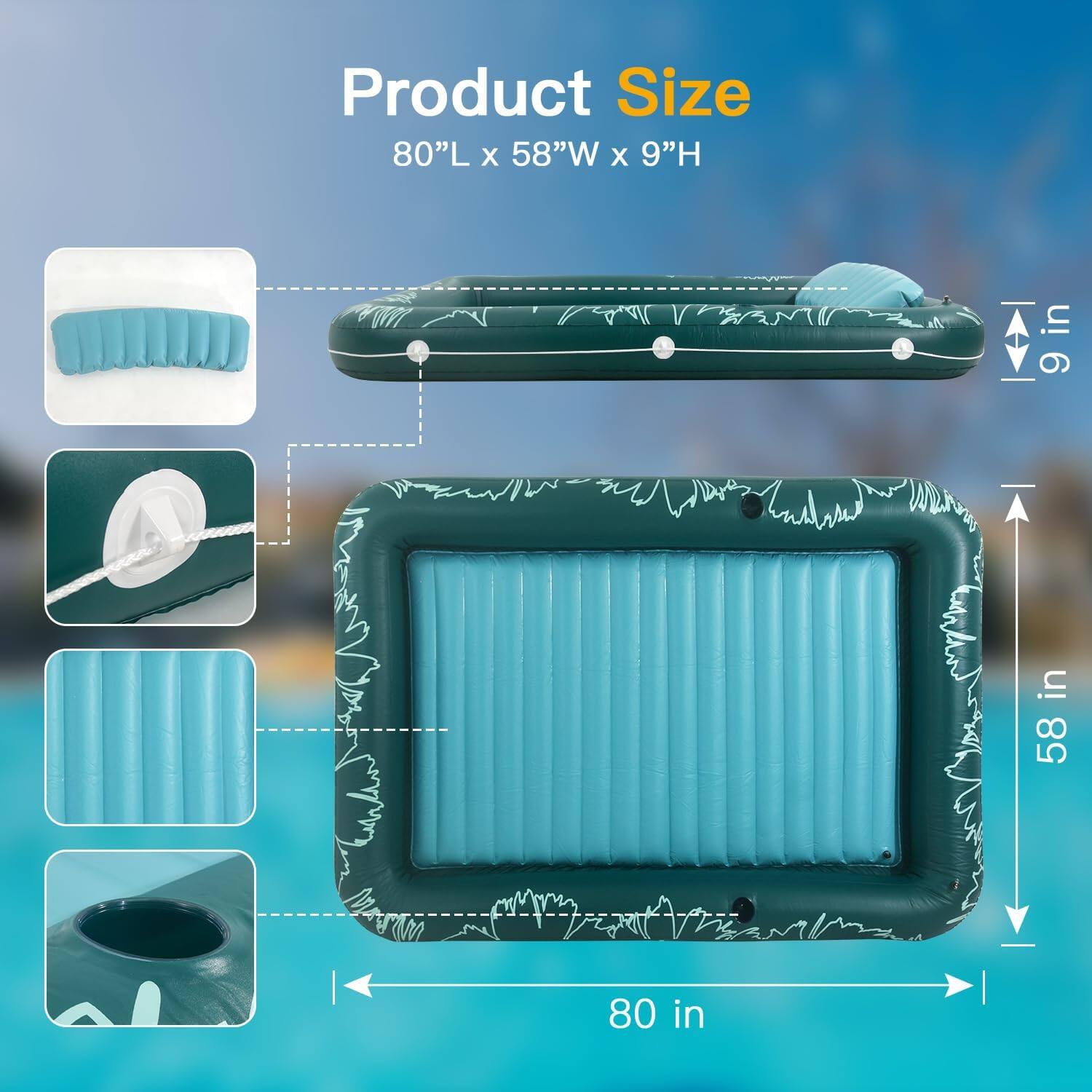 Product Size: 80"L x 58"W x 9"H