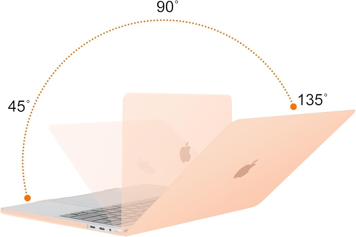 Back. mosiso - MacBook Pro 13" hard shell case with keyboard skins, screen protector and storage bag - Peach Fuzz.