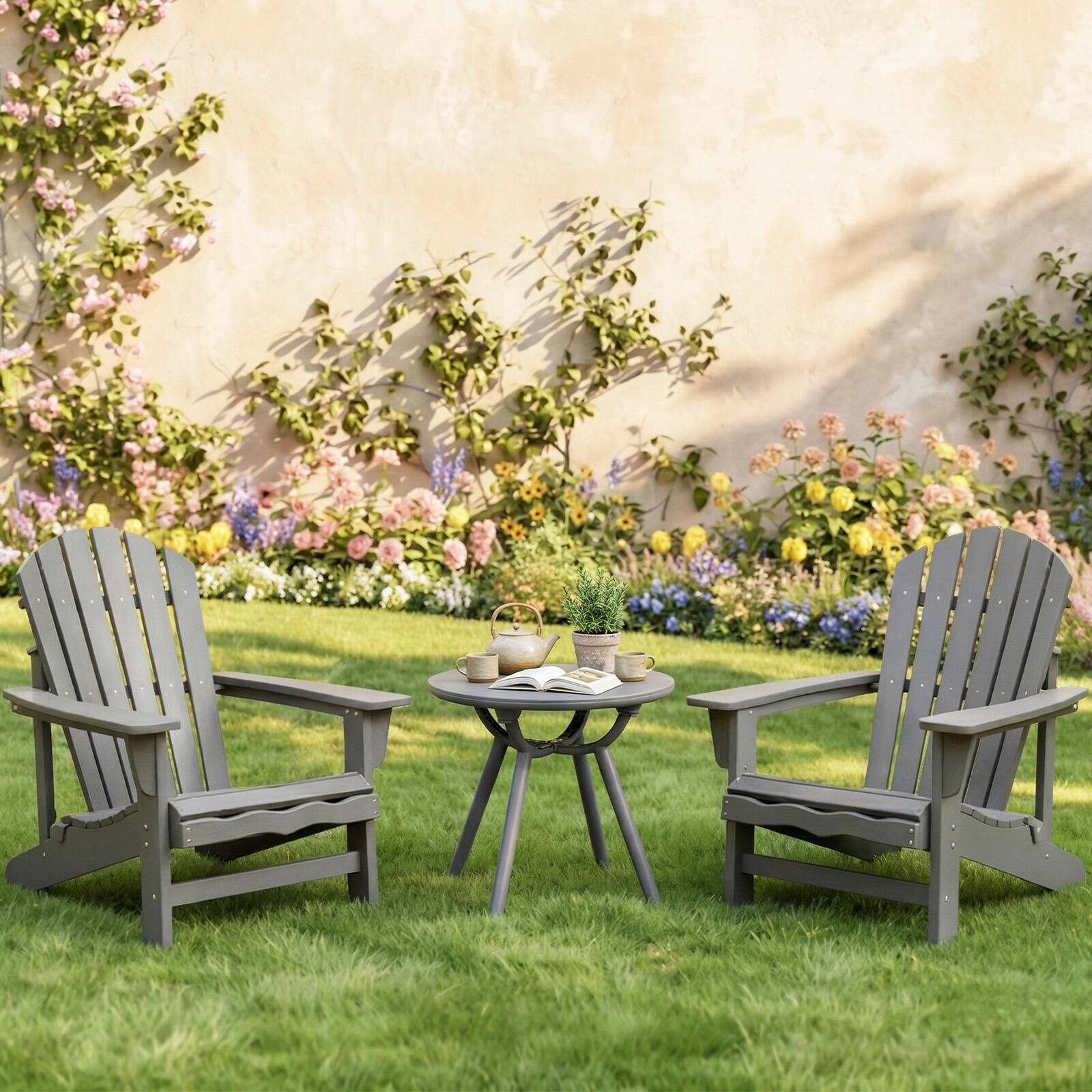 Alt View 3. Gymax - Gymax 2PCS Outdoor Side Table 20'' Round Storage Side Table Weather-Resistant End Table Gray - Gray.
