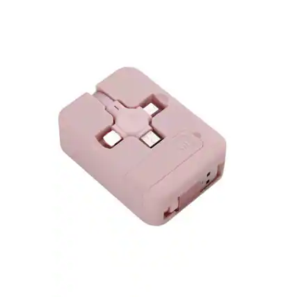 Front. Stock Preferred - 3-in-1 Retractable Fast Charging Cable - Pink.