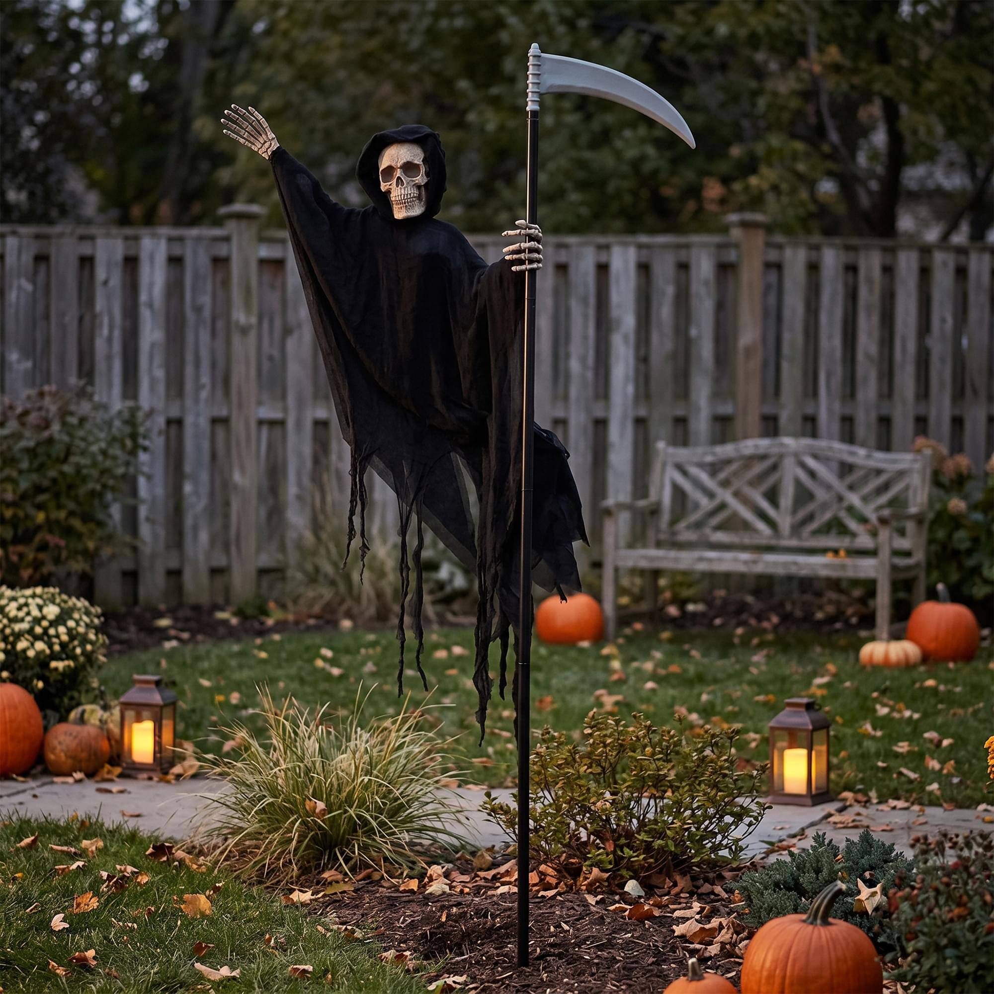 Alt View 3. Funworld - 5 Foot Flying Reaper Halloween Yard Decor - Black.