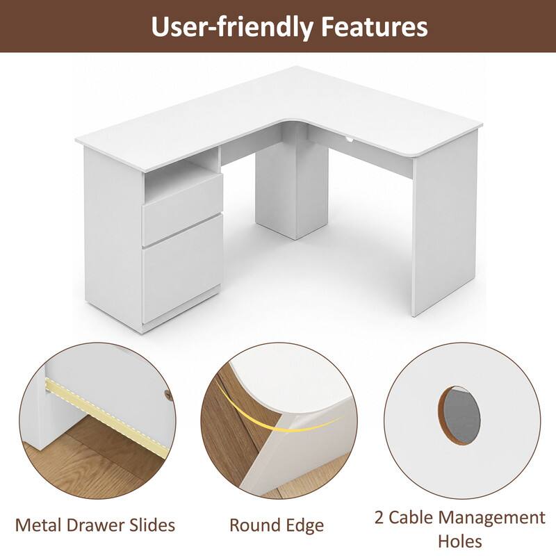 User-friendly Features

- Metal Drawer Slides
- Round Edge
- 2 Cable Management Holes