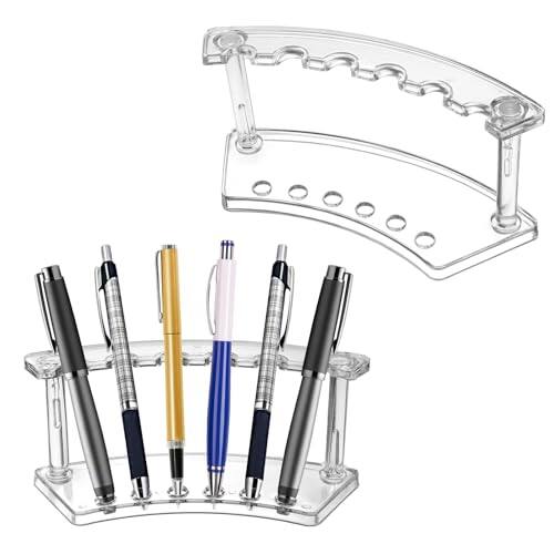 Front. Vulpecula Spade - 2 PCS Pen Display Stand, Plastic Pen Holder Stand Display Rack 6-Slot Pen Acrylic Pen Holder Makeup Brush Rack Organizer.