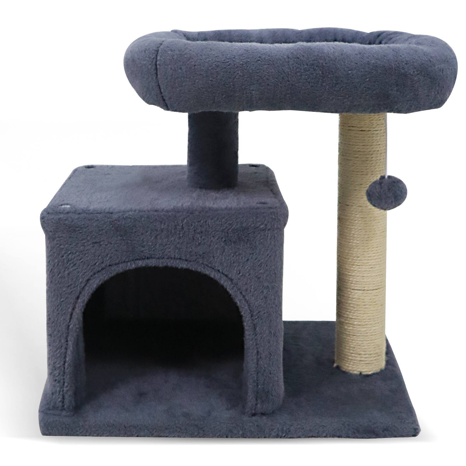 Alt View 9. Gymax - Gymax 19.5'' Small Cat Tree w/Large Padded Plush Perch Condo Sisal Scratching Posts Dark Grey.