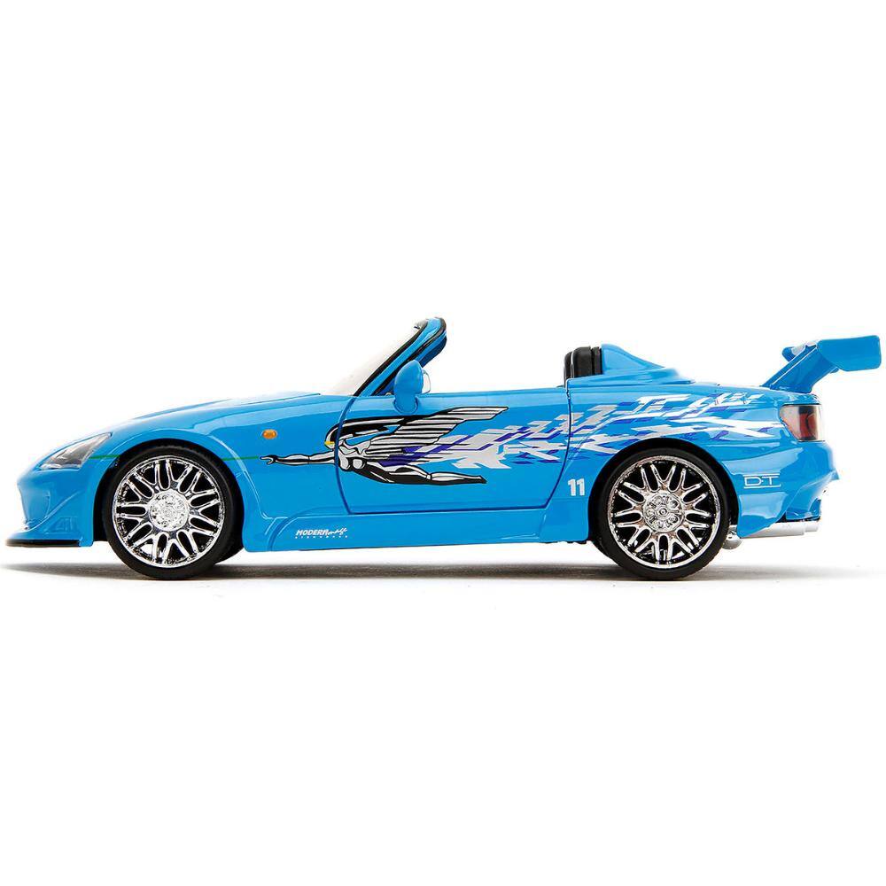 Left. Jada - 2001 Honda S2000 Convertible Blue with Graphics "Fast & Furious Remix" Series 1/24 - Blue.