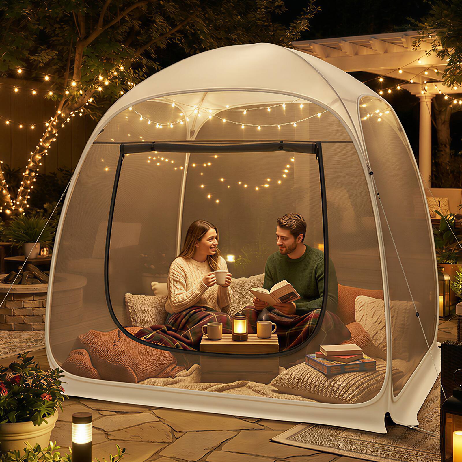 Angle. Circus Cirle - Breathable Mesh Camping Tent - beige.