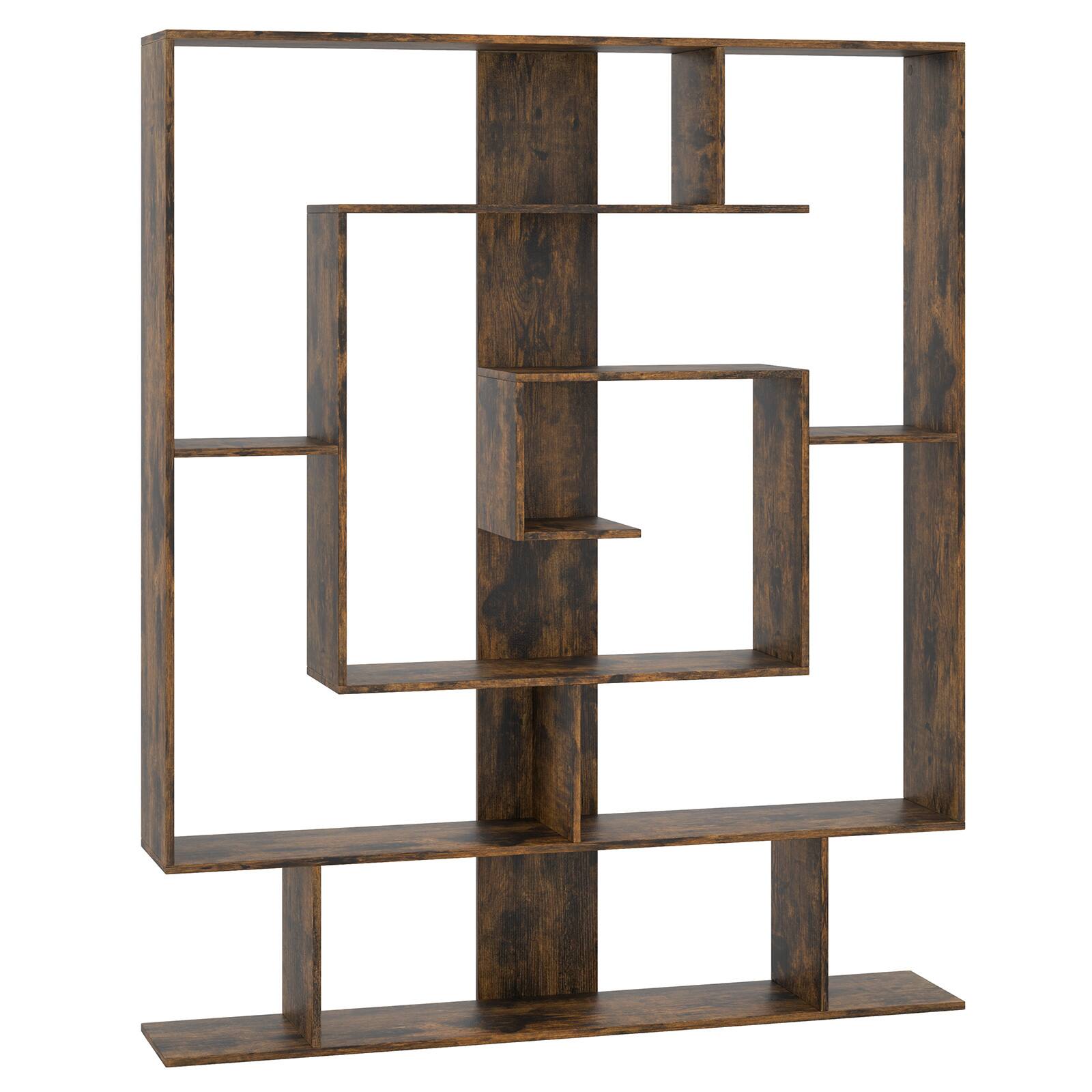 Alt View 9. Costway - Costway 7-Tier Bookshelf Geometric Bookcase with 2 Anti-Tipping Kits Rustic Brown - Rustic Brown.
