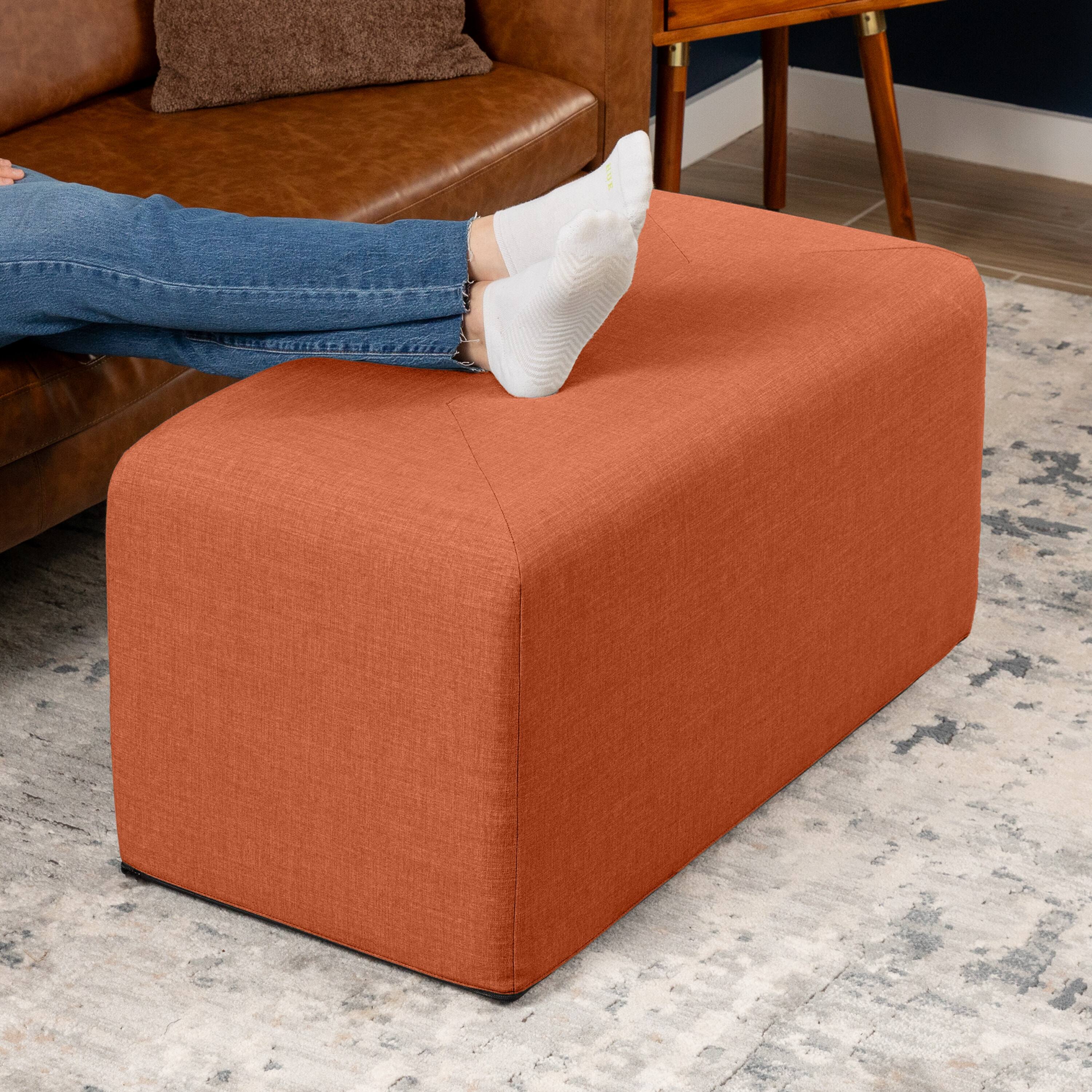 Angle. Jaxx - Jaxx Monroe Large Rectangular Foam Ottoman / Coffee Table, (36 x 18), Canyon Orange - Canyon Orange.
