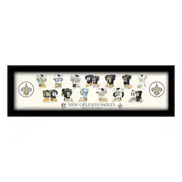 Sporticulture - New Orleans Saints 12" x 36" Team Uniform Heritage Framed Wall Art - Multicolor