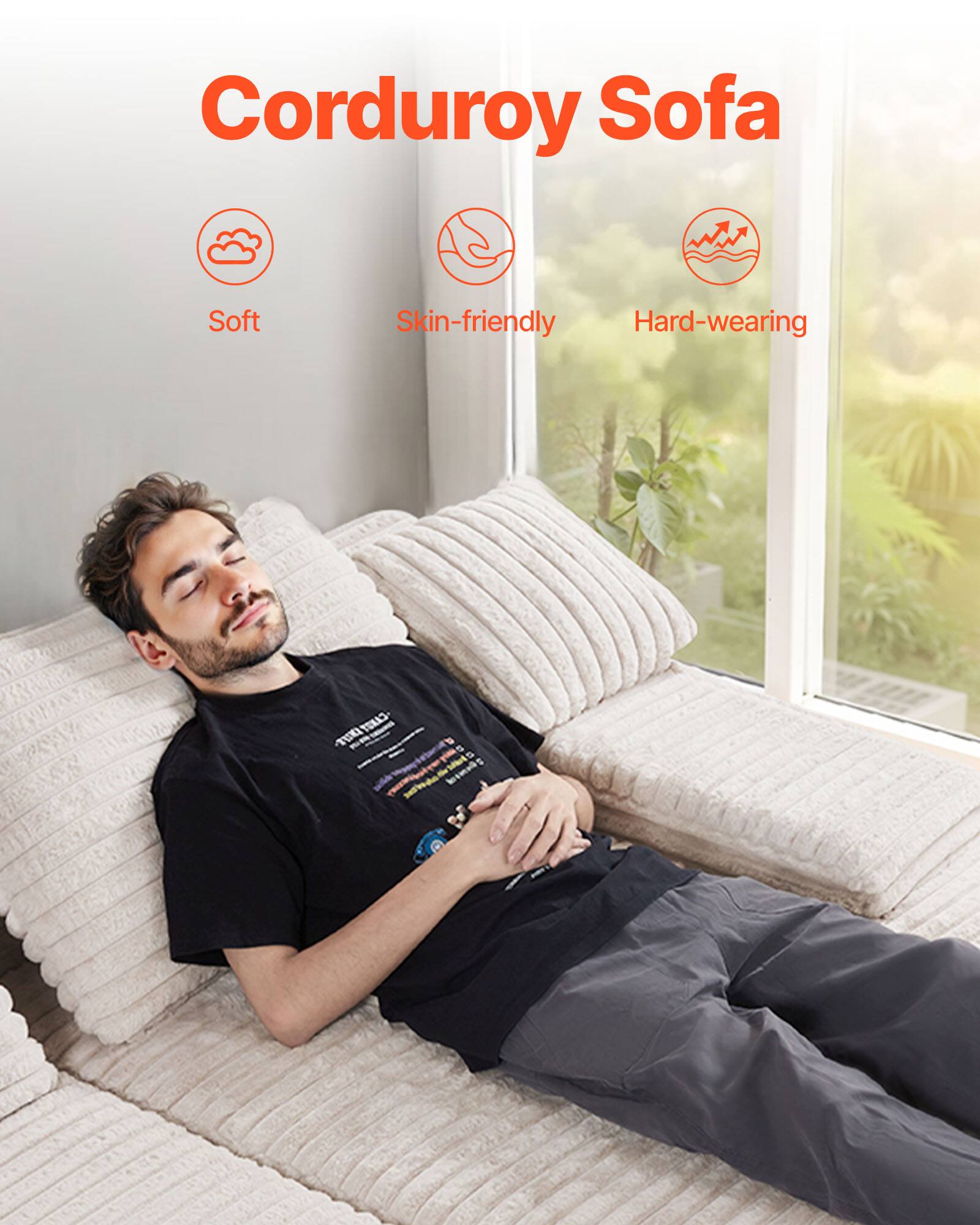 Corduroy Sofa

- Soft
- Skin-friendly
- Hard-wearing