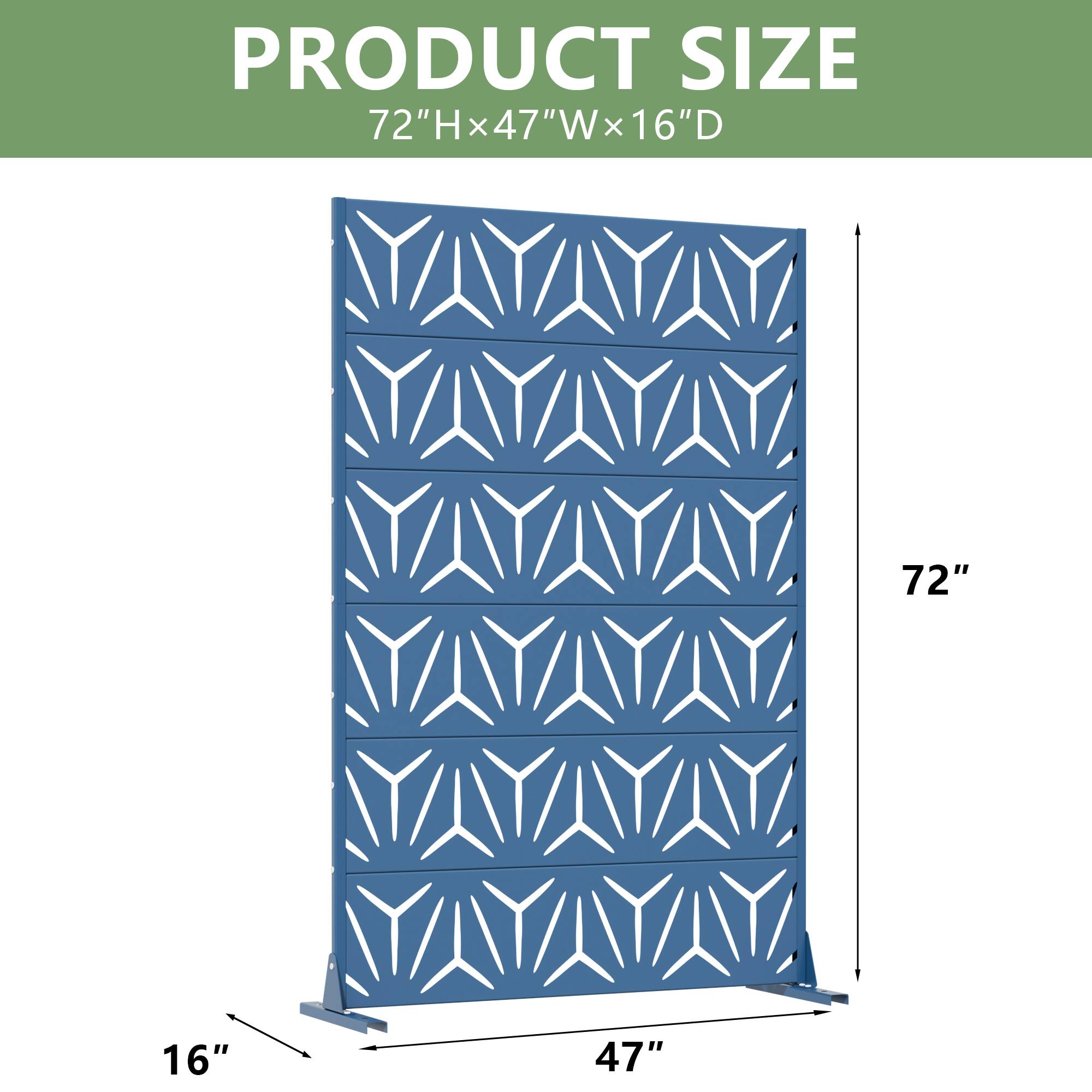 PRODUCT SIZE  
72"H x 47"W x 16"D