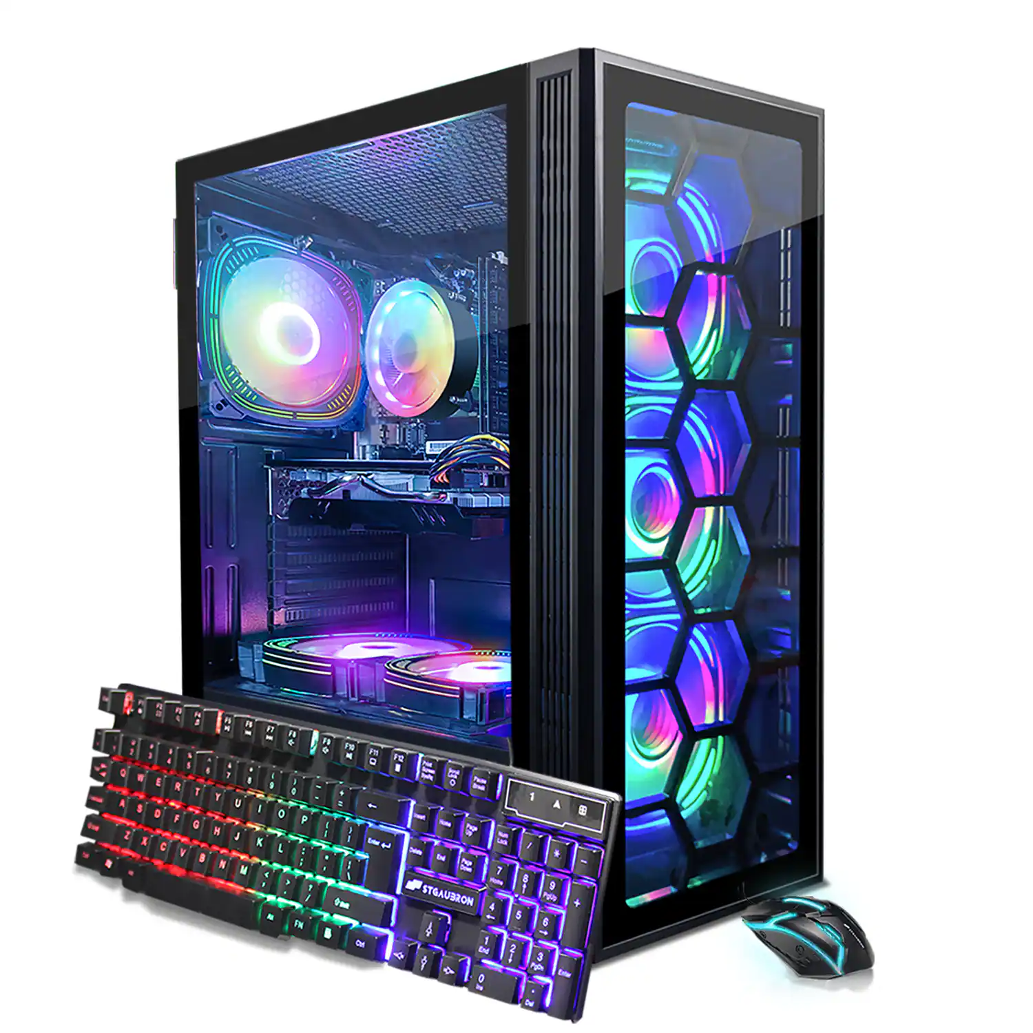 STGAubron - Gaming PC Desktop, 8th Gen Intel Core i7 up to 4.1Ghz, GeForce RTX 3050 6G Graphics, 32GB DDR4, 1T SSD, WIN11H - Black