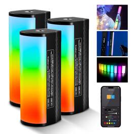 Neewer - 3-Pack Pro Magnetic RGB Light Wands, APP/DMX Control, 360° Full Color, CRI97, 2600mAh, TL98C