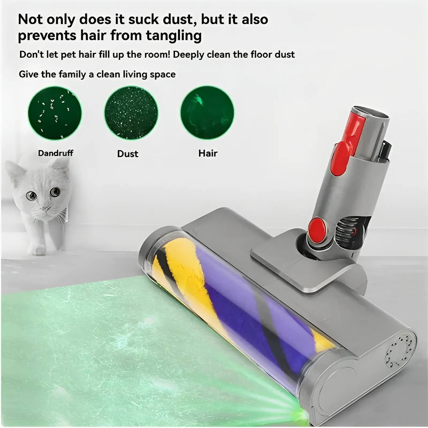 Not only does it suck dust, but it also prevents hair from tangling

Don't let pet hair fill up the room! Deeply clean the floor dust

Give the family a clean living space

Dandruff Dust Hair