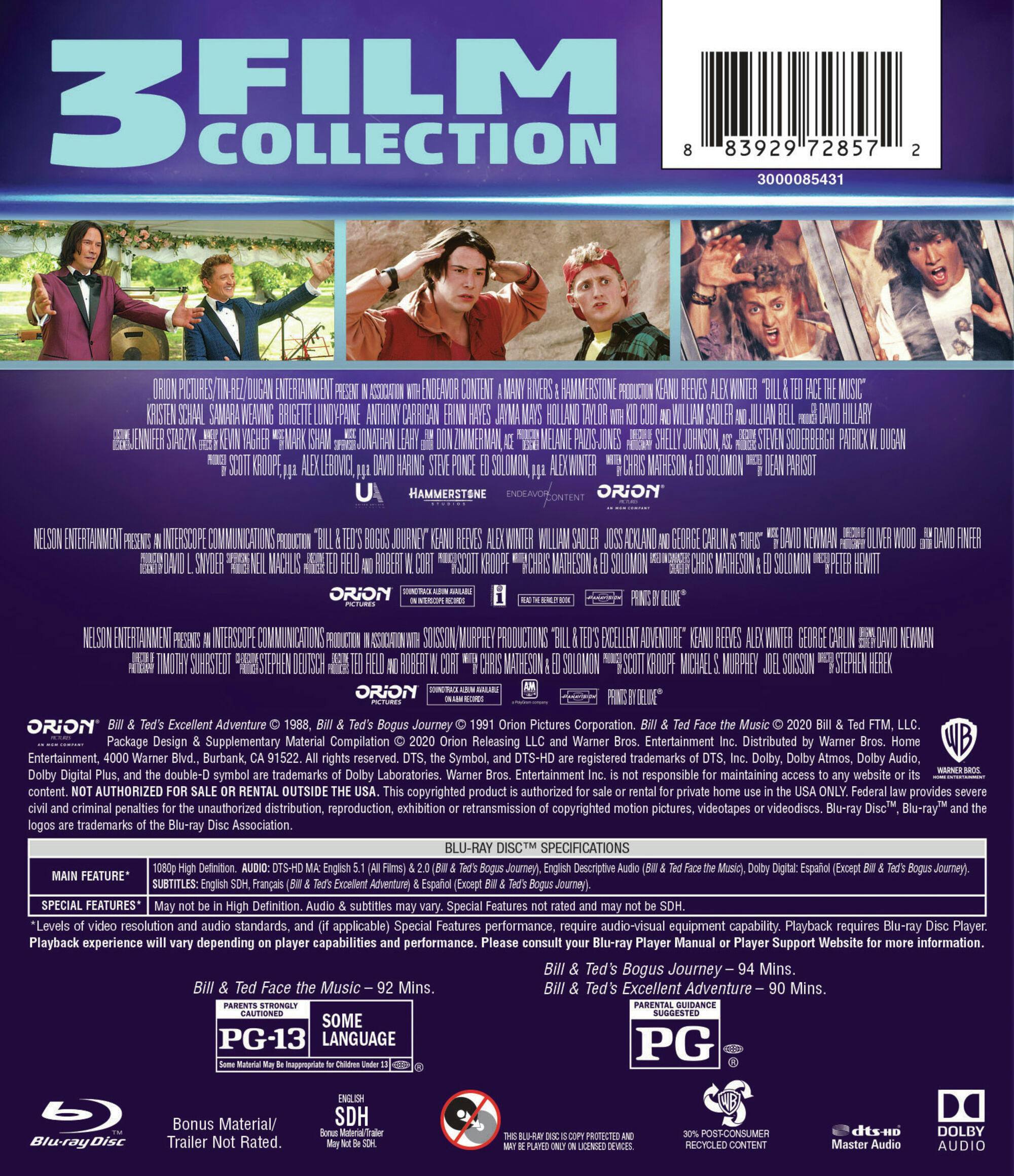 Angle. Bill & Ted Face the Music/Bogus Journey/Excellent Adventure (Box Set) [Blu-ray].