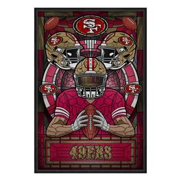 Sporticulture - San Francisco 49ers Framed Stained Glass Art Print - Red