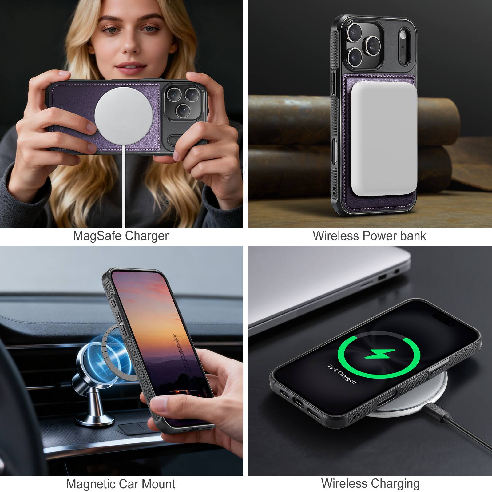 MagSafe Charger  
Wireless Power Bank  
Magnetic Car Mount  
Wireless Charging
