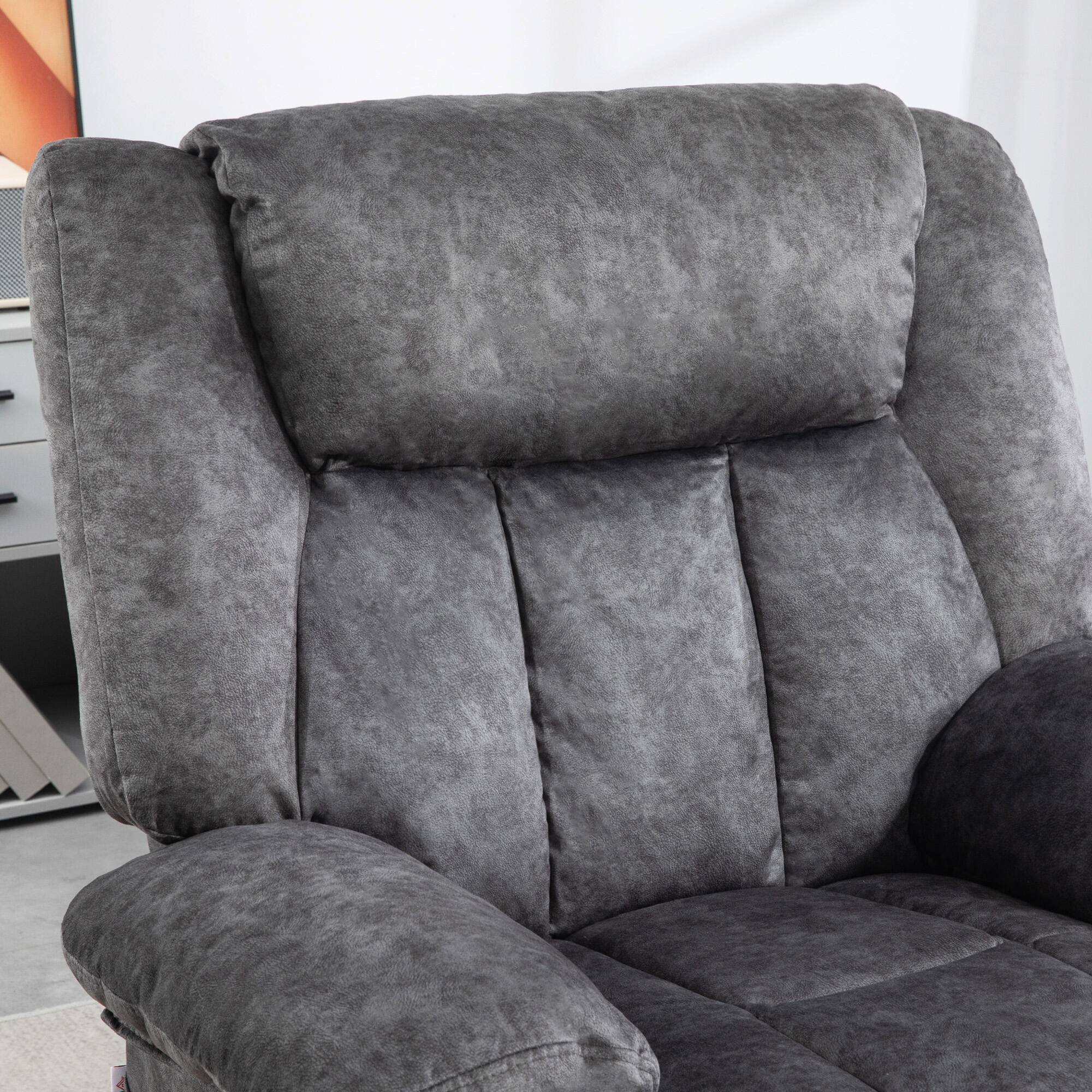 Alt View 8. Homcom - Swivel Rocker Recliner Chair, Fabric with Cushion, Rocking, Footrest, Side Pockets - Gray.
