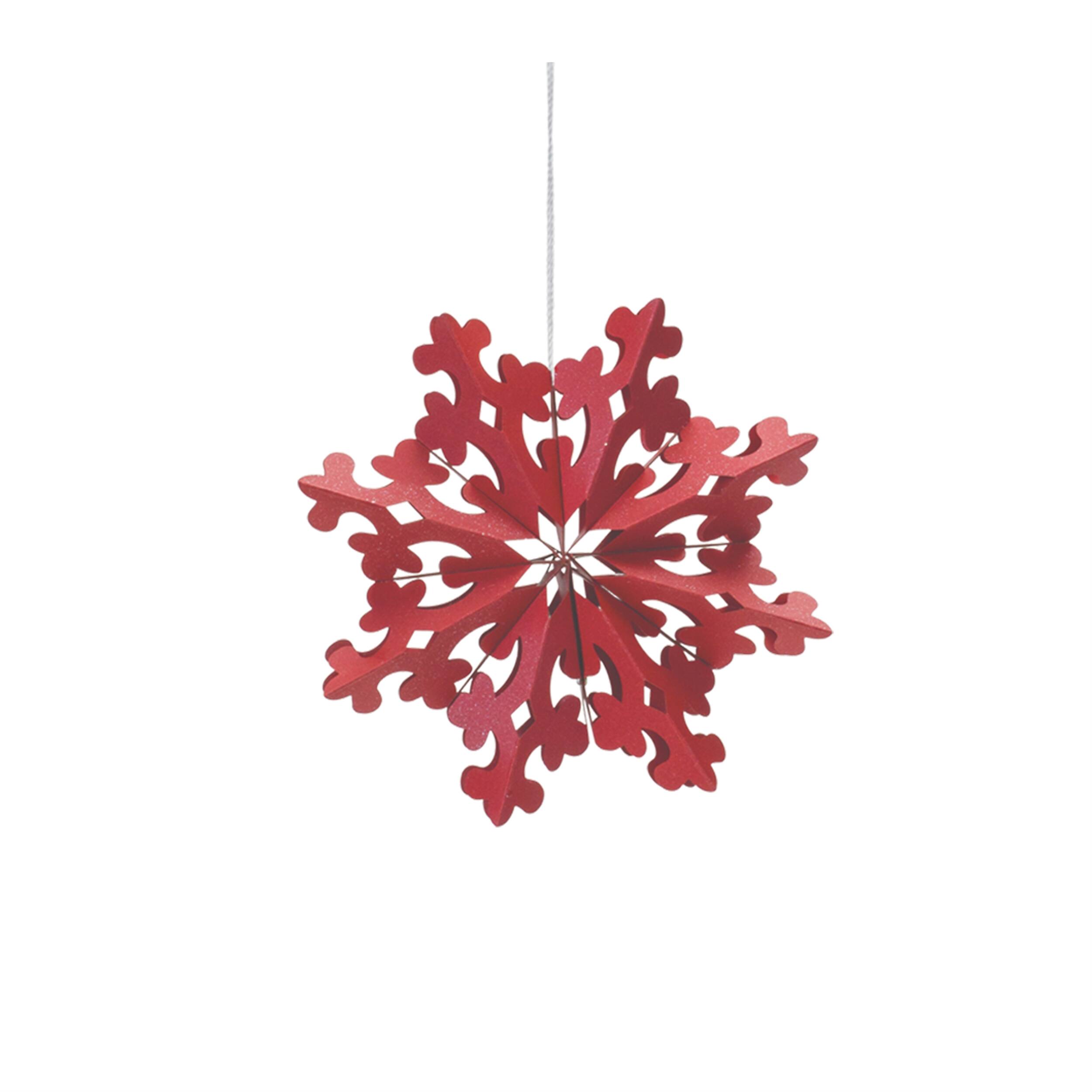 Alt View 2. BreeBe - Paper Snowflake Ornament (Set of 6) - Red.