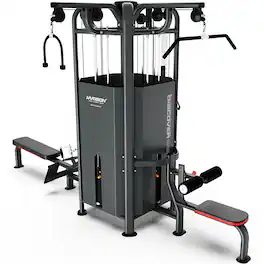 HARISON - DISCOVER HR-108G Commercial 4-Station Multi-Function Strength Training Machine with Dual Cable System - Black