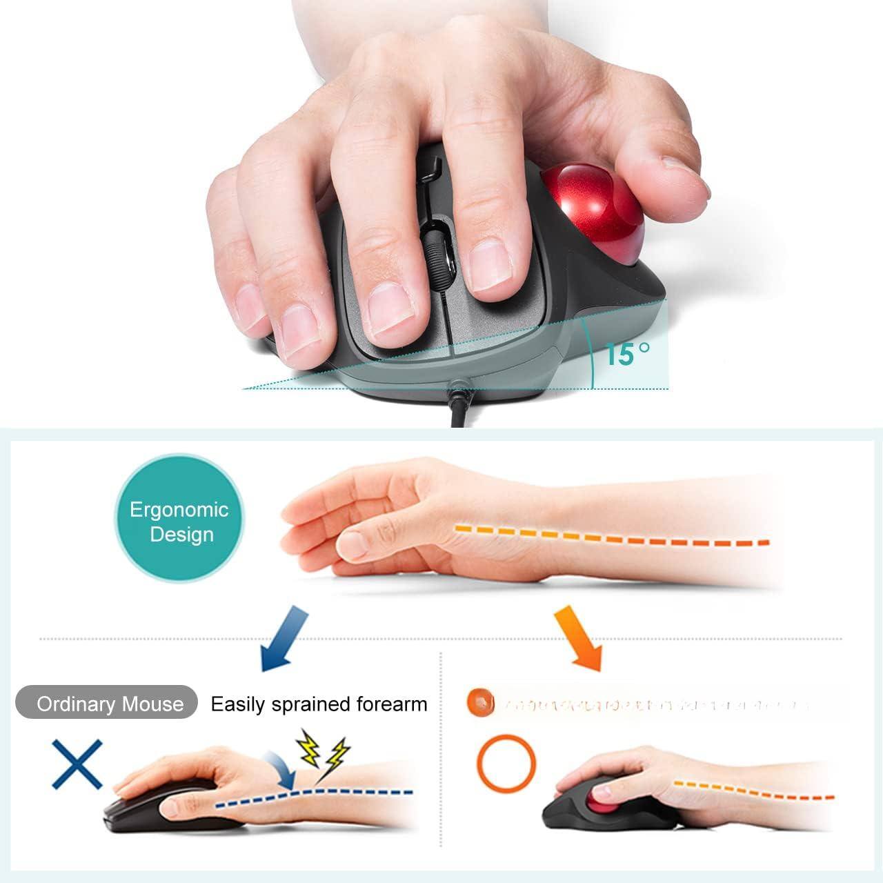 15° Ergonomic Design  
Ordinary Mouse  
Easily sprained forearm  
X 20