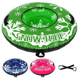 Costway - 42" Inflatable Snow Tube with Detachable Tow Strap, Thickened Bottom, 3-in-1 Valve - Green