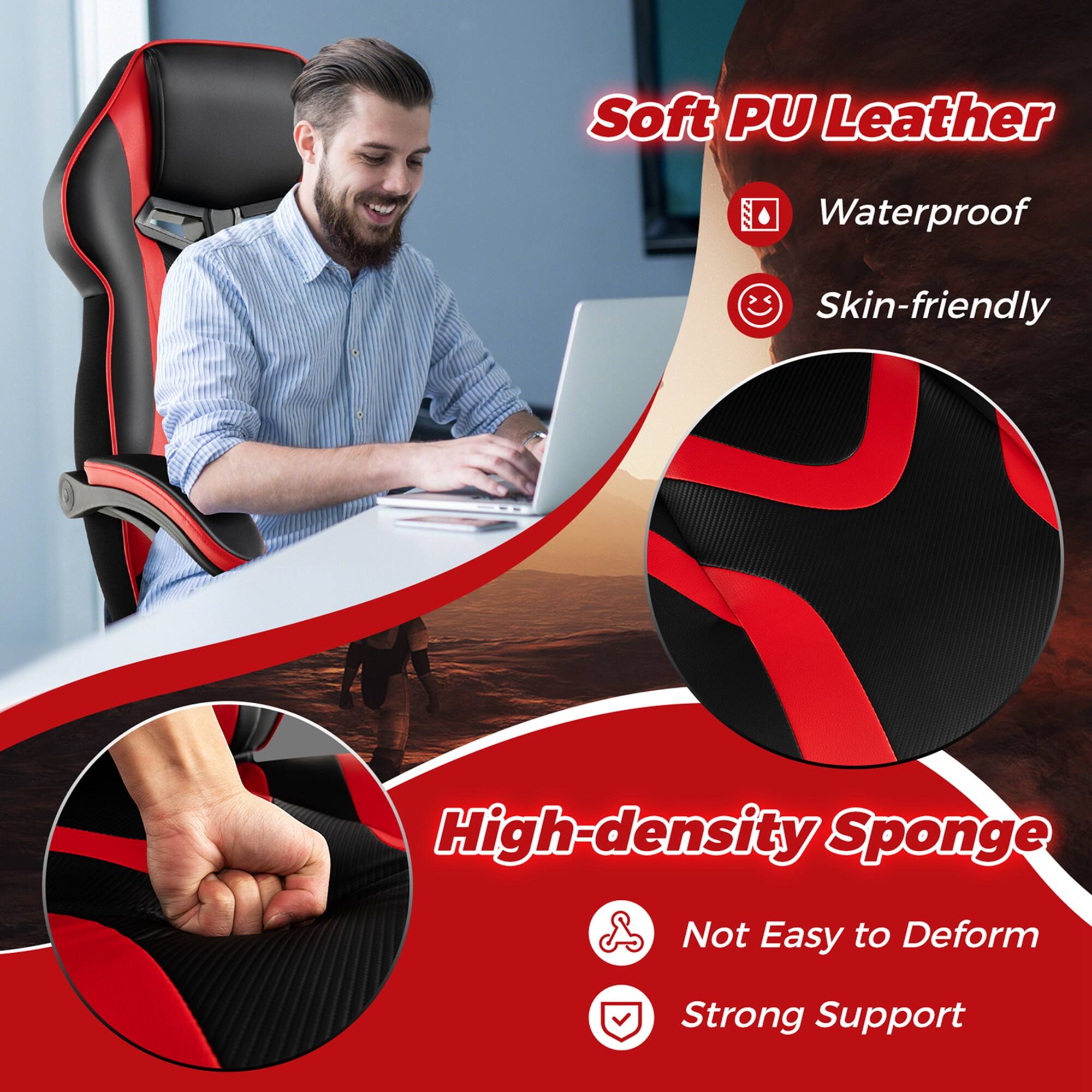 Soft PU Leather Waterproof Skin-friendly High-density Sponge Not Easy to Deform Strong Support